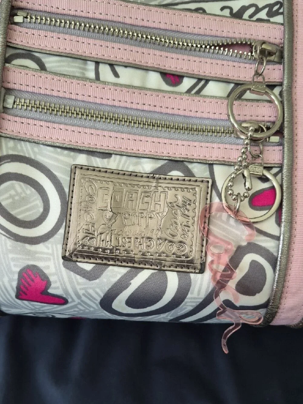 Coach Poppy Light Pink Graphic Print Tote Bag with Charm